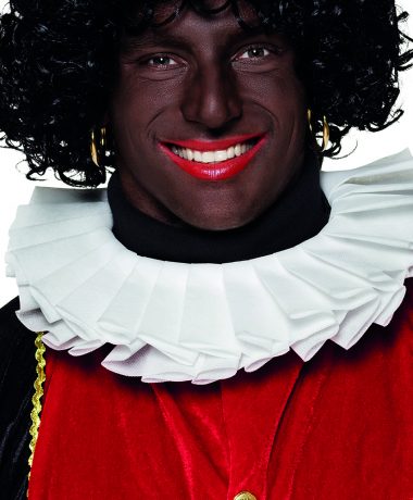 Zwarte Piet kraag wit polyester 2-laags