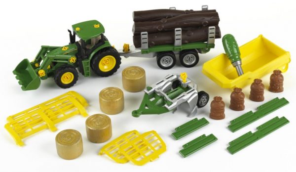 John Deere constructietrekker+ploeg+aanh.(4 mod)TK3907