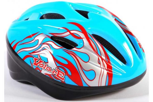 Fiets-Skatehelm Deluxe Blauw rode Vlammen