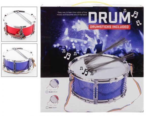 Trommel Blauw met drumsticks