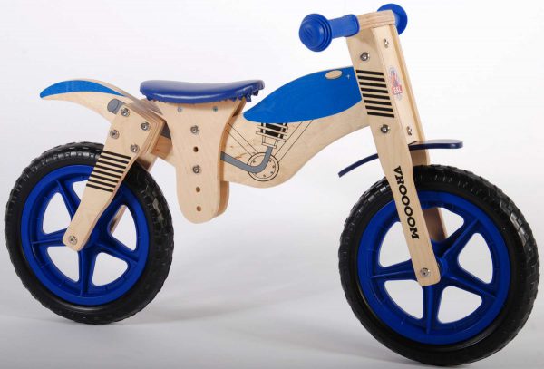Yipeeh houten loopfiets Brommer Blauw 12 inch