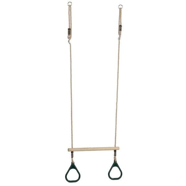 Houten ring trapeze met kunststof ringen groen