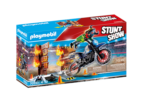 Stuntshow Motor met vuurmuur